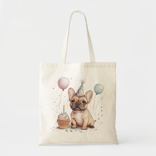 Tote Bag Happy Birthday French Bulldog (Devant)