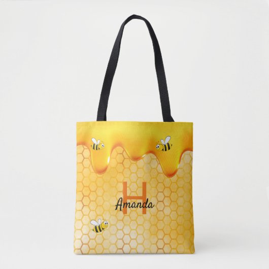 Tote Bag Happy Bumble abeilles miel nom goutte à goutte (Devant)