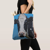 Tote Bag Happy Cow Portrait (De près)