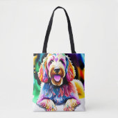 Tote Bag Happy Dog Goldendoodle Design d'aquarelle (Devant)