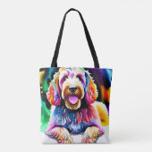 Tote Bag Happy Dog Goldendoodle Design d'aquarelle (Dos)