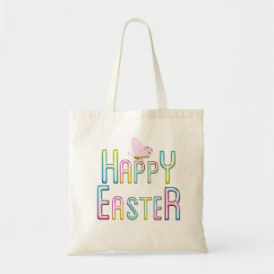 Tote Bag Happy Easte Green et Purple Lettering
