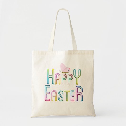 Tote Bag Happy Easte Green et Purple Lettering (Devant)