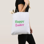 Tote Bag Happy easter boho vert rose enfants ajouter nom ti (De près)