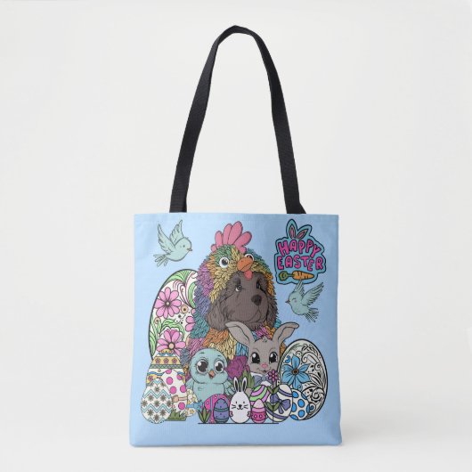 Tote Bag Happy Easter Fuzzy & Feather Friends (Devant)