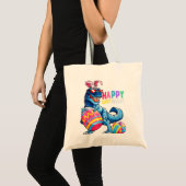 Tote Bag Happy Eastrawr T Rex Dinosaur Easter Bunny Egg Cos (Devant (produit))
