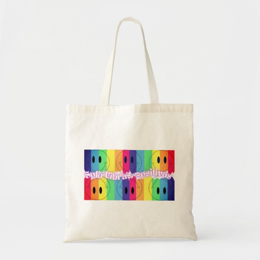 Tote Bag Happy Face Langage espagnol | Devis inspirant (Devant)