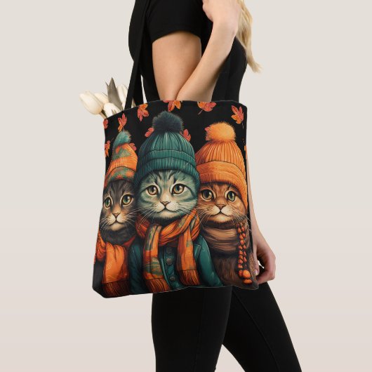 Tote Bag Happy Fall Cats Fourre-tout (De près)