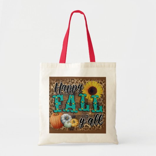 Tote Bag Happy Fall Citrouille Flower Elegant (Devant)