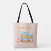 Tote Bag Happy Fall Y'all Automne Citrouilles d'ours en Cam (Dos)