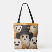 Tote Bag Happy Ghost Halloween Monogramme (Dos)