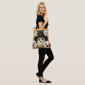 Tote Bag Happy Ghost Halloween Monogramme (Sur le modèle)