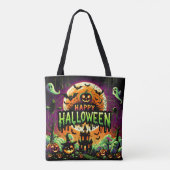 Tote Bag Happy Halloween Éffrayant & mignon Trick or Treat (Dos)