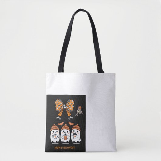 Tote Bag Happy Halloween – fantômes café mignons (Devant)