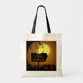 Tote Bag Happy Halloween Jack-o'-lantern Citrouilles - Four (Devant)