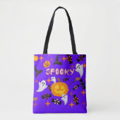 Tote Bag Happy Halloween Purple Éffrayant Festive (Devant)