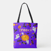 Tote Bag Happy Halloween Purple Éffrayant Festive (Dos)