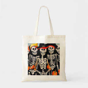 Tote Bag Happy Halloween Skeletons