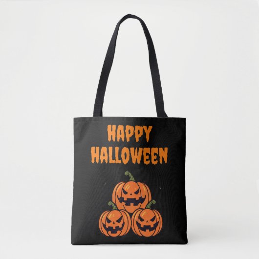 Tote Bag Happy Hallowen Citrouille effrayant (Devant)