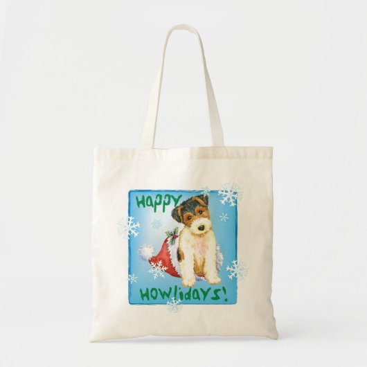 Tote Bag Happy Howliday Wire Fox Terrier (Devant)