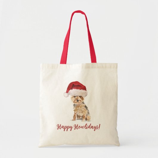 Tote Bag Happy Howlidays Yorkshire Terrier (Devant)
