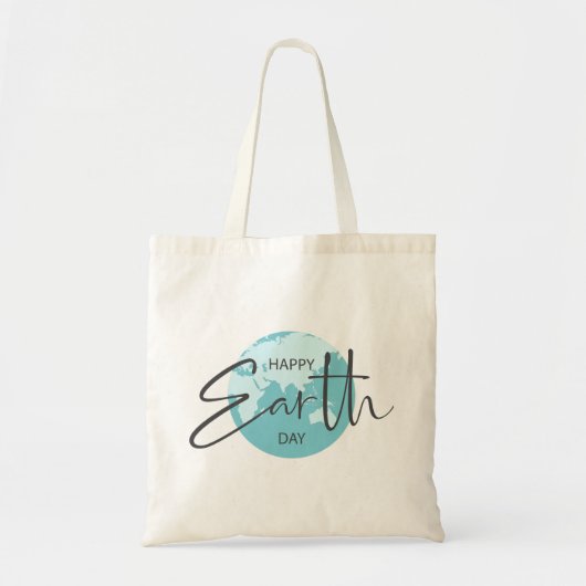 Tote Bag Happy Jour des terres Typographie & Globe (Devant)