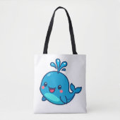 Tote Bag Happy Kawaii Baleine Sticker - mignon ami Océan (Devant)