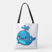 Tote Bag Happy Kawaii Baleine Sticker - mignon ami Océan (Dos)