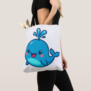 Tote Bag Happy Kawaii Baleine Sticker - mignon ami Océan