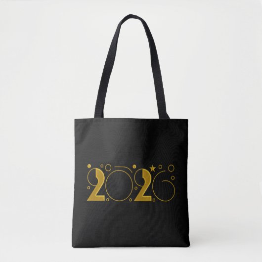 Tote Bag Happy New Year 2026 gold (Devant)
