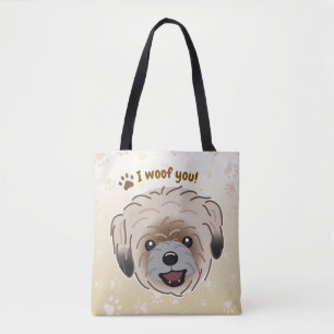 Tote Bag Happy Shih Tzu Amoureux des chiens I Woof You Paws