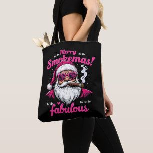 Tote Bag Happy Smokemas Drôle Père Noël avec Big Cigar