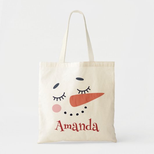 Tote Bag Happy Snowman visage Personnalisé Nom Fête