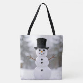 Tote Bag Happy Snowman Wearing a Top Hat (Devant)