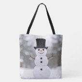Tote Bag Happy Snowman Wearing a Top Hat (Dos)