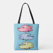 Tote Bag Happy Toothy Poisson coloré (Dos)