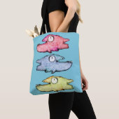 Tote Bag Happy Toothy Poisson coloré (De près)