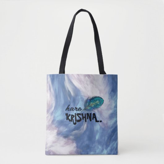 Tote Bag "Hare Krishna" Peacock Feather Hindu (Devant)