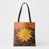 Tote Bag Haricots Brown au café, marguerite jaune (Devant)