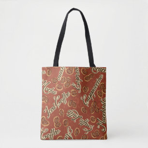 Tote Bag Haricots de café et typographie couteaux de grunge
