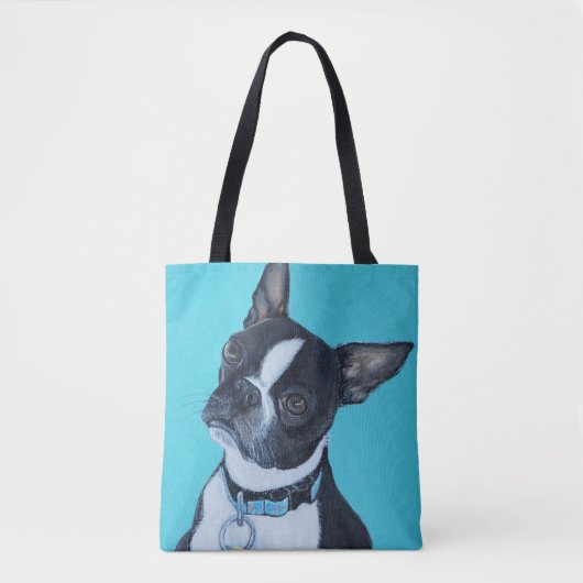 Tote Bag Haricots the Boston Terrier Painting (Devant)