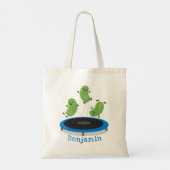 Tote Bag Haricots verts mignons sur dessin animé trampoline (Dos)