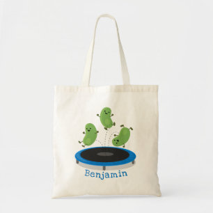 Tote Bag Haricots verts mignons sur dessin animé trampoline