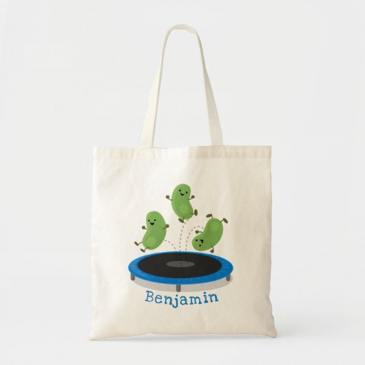 Tote Bag Haricots verts mignons sur dessin animé trampoline (Devant)
