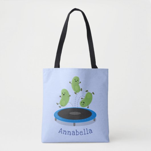 Tote Bag Haricots verts mignons sur dessin animé trampoline (Devant)