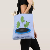 Tote Bag Haricots verts mignons sur dessin animé trampoline (De près)