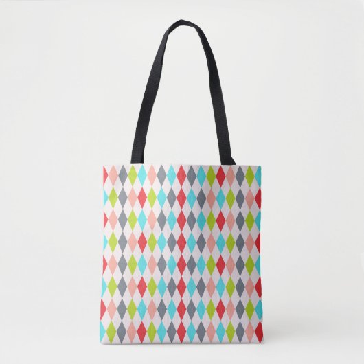 Tote Bag Harlequin Motif Diamant & Pot Polka multicolore (Devant)