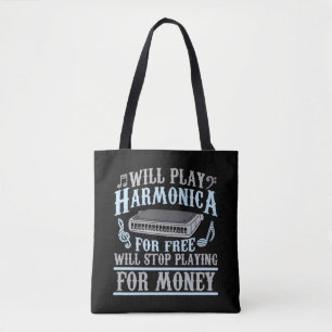 Tote Bag Harmonica Player Blues Music French Harp Lover