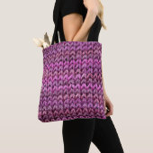 Tote Bag Harmonie de Knit : Texture de bande violette (De près)