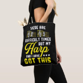Tote Bag Harp Player Musique Musicien amusant Temps diffici (De près)